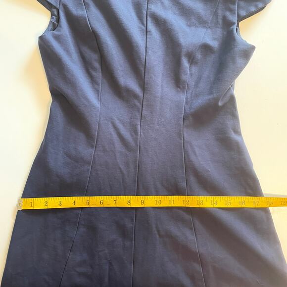 Shoshanna Navy Fit & Flare Dress Womens XS Blue Cap Sleeve Minimalist Capsule - Picture 8 of 9